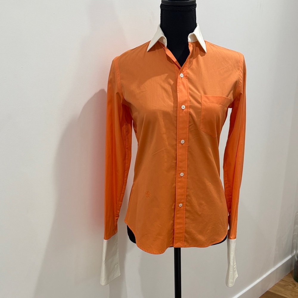 Ralph Lauren Purple Label Orange Button Down Shirt
